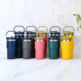 30oz 20oz Ice Flow Car Cup Stainless Steel Double Wall Tumbler Vaccum Insulated Water Bottle Car Reusable Cup with Straw Leakproof Flip Lids
