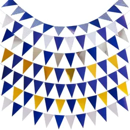 Party Decoration 12 Flags 17cm Colorful Blue Banner Garlands Birthday Bunting Pennant Baby Shower Wedding Garland Supplies