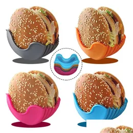 Oszczędzania żywności pojemniki do przechowywania kuszu do kanapki hamburger stałe pudełko bułki wielokrotnego użytku Sile burger stojak Uchwyt klips Dostawa H DHNK2