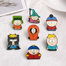 South Park karaktärer brosch söta anime filmer spel hårda emalj stift samla metall tecknad brosch ryggsäck hatt väska krage lapel märken