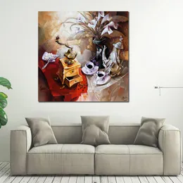 Sammanfattning Canvas Art Coffee Talk Handgjorda oljemålning Modern Decor Studio Apartment