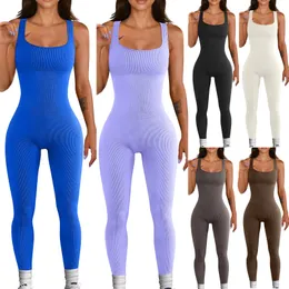 Womens Jumpsuits Rompers Yoga Ribbed Tank Tops ärmlös träning S2XL 230609