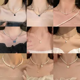 Girocollo LW Perline Catena da collo da donna Kpop Collana di perle Color oro Goth Chocker Gioielli sul ciondolo 2023 Collare per ragazza