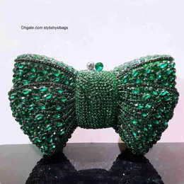 Totes Newest Rhinestone Green/Black Clutch Purse Bow Luxury Diamond Women Red Evening Clutches Bags Wedding Bridal Bag Stones Handbags