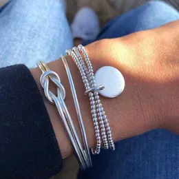 Urok Bracelets 4pcsset boho geometryczna bransoletka łańcucha frędzlowca dla kobiet wielowarstwowe bransoletki urok przyjęcie ślubne zestaw biżuterii Zestaw biżuterii Z0612