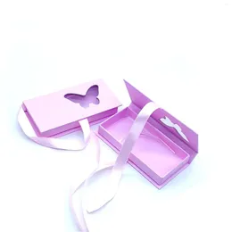 False Eyelashes Pink Eyelash Box Packaging Butterfly Window Colored Lash Boxes With Tray Bulk Wholesale Can Put 25mm Mink Custom Logo