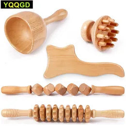Face Massager Wooden Body Maderotherapy Back Massage Roller Wheel Anticellulite Gua Sha Massage Tools Maderotherapy Kit For Reductive Massage 230609