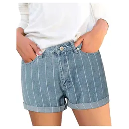 Brooken Style Denim Summer Women's Short Ben Long Sexy Jeans High midjen Perforerade shorts P230606