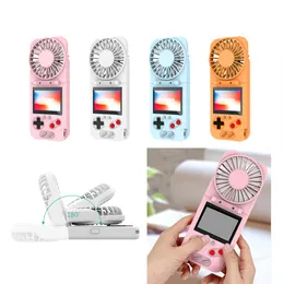 Handheld Fold Fan 5W Console Game Classic Retro Protable Games Player 2,4-calowy ekran kolorów mini składane fani 800 mAh USB ładowanie wielofunkcyjnego 2-w-1