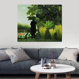 Jungle Landscape Canvas Art Snake Charmer Henri Rousseau Måla handgjorda vackra familjerumsdekor