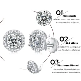 Stud Luxo 925 Brincos de Moissanite de prata esterlina Earring de noivado de casamento Earring para mulheres Ear Studs J230717