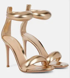 Designer Women Sandal GR Rossi Bijoux 105MM leather sandals Dress Shoes Heel Summer Luxury Shoes Dress Wedding Shoes GOLD Pumps With Box EU35-42