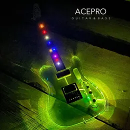 Acepro Acryl Electric Guitar Body with11 Way Swtich Multicolor LEDS Fretboard z kolorowymi diodami LED Wysokiej jakości bezpłatna wysyłka