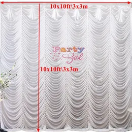 Party Decoration 10x10ft White Ice Silk Backdrop Curtain Stage Bakgrund PO Booth Event