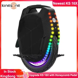 Kingsong KS-16X Electric Unicycle 2023 Nyaste batchinstallation med honungskakpedal Längsta körsträcka Single Wheel 2200W Motor 1554Wh Batteryhastighet 50 km/H Dual laddare