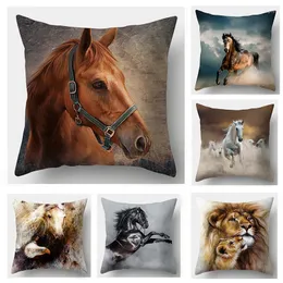 Oreiller 45x45cm Case Home Decor Oreillers Couvre Canapé Chambre Animal Sauvage Lion Cheval Tigre Taie D'oreiller