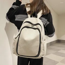 Backpack Simple Casual Color Block Solidcampus High Capacity Korean Arrivals Schoolbag Versatile Interior Compartment