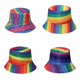 Cappello da pescatore arcobaleno LGBT Pride Berretto da pescatore Panca da esterno Cappello di protezione solare per uomo donna unisex