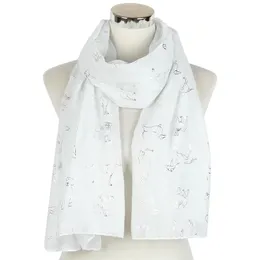 mode söt hundtryck silver hund halsduk sjalar kvinnor mjuk lång dashund djur wrap scarves hijab 3 color 317y