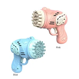 Sommarspel Uppgradering 23-håls barn Gatling Bubble Gun Charging Electric Rocket Launcher Wedding Bubble Machine Soap Water Bath Toys Gift