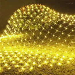 Strings LED Outdoor Fishing Net Świąteczne światła Fairy Festoon Garden Street Garland Curtain Wedding Tree Ramadan Decoration Fence Decor