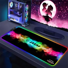 Rests Mouse Pad MSI Gaming Pads RGB Office Accessories Mouse Gamer PC MousePad LED Tangentbord Matt Laptops med bakgrundsbelysta Nonslip Desk Mat