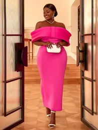 Robes Décontractées AOMEI Rose Pour Femme 2023 Bodycon Party Hors Épaule Sexy Grand Arc Élégant Robes Africaines Célébrer Anniversaire Invité De Mariage