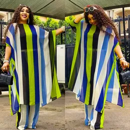 Abbigliamento etnico Plus Size Primavera 2 pezzi Abiti in chiffon africano per le donne Summer Party Dress Dashiki Top Pantaloni Suit Street Abiti casual 230613