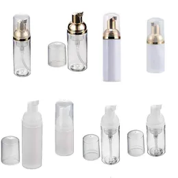 Leere Plastik-PET-Reiseschaumflaschen Handwaschseifen-Mousse-Cremespender Sprudelflasche 30 ml/50 ml Klar/Weißgold-Pumpe Nqivs