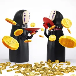 Dekorativa föremål Figurer Spirited Away Faceless Man Piggy Bank Kaonashi Swallow Money Toy Automatic Eat Coin Hayao Miyazaki Doll Children's Gift 230613