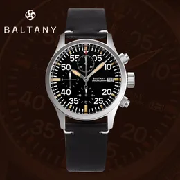 Inne zegarki Baltany Retro Military Chronograph Watch VK67 Quartz 39 mm Dial 10Atm Waterproof Window Calendar Wristwatch 230612