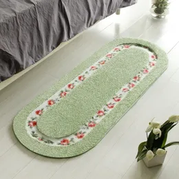 Tapetes de banheiro em formato oval, estilo floral, tamanho longo, para quarto, varanda, chão, banheira, capacho lateral para banheiro, 45*120cm