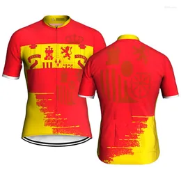 Kurtki wyścigowe Hiszpania Rower Swater Krótkie rękawie Zużycie Rowerowe Koszulka rowerowa Koszula Downhill Kurtka Męska Jersey Czerwone ubrania Ochrona