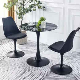 Fashioin Home Furniture Tulip Leisure Coffee Table White Black Round Dinning Desk For Home Office Room Ornament