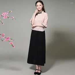 Etniska kläder 7 färger Set Performance Stage Hanfu Kvinnlig Kvinna Dräkt College Chinese Style Studentdräkt Retro Republikansk konstklänning