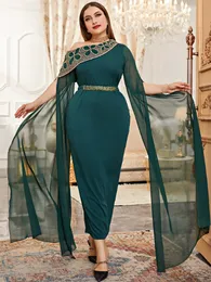 Plus storlek klänningar toleen kvinnor elegant storlek maxi vårgrön bodycon kväll prom fest festival lång överdimensionerad muslimsk kläder 230613