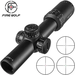 Fire Wolf 1-4x24 E Riflescopes Hunting Red Dot Scopes نطاق بندقية مضغوطة