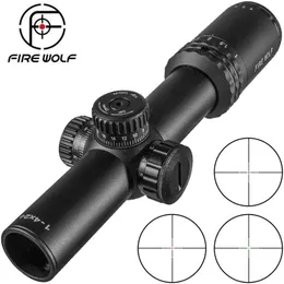 FIRE WOLF 1-4X24 E Zielfernrohre Jagd Red Dot Scopes Kompaktes Zielfernrohr Beleuchtetes Absehen mit Halterungen