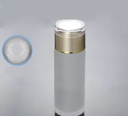 Flacone di vetro smerigliato da 120 ml con coperchio dorato, flacone di toner per lozione di vetro, gelo Flacone di vetro per imballaggio cosmetico da 120 ml