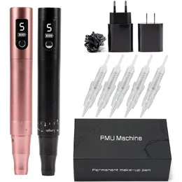 Zestawy do pistoletu tatuażu bezprzewodowa maszyna PMU Tattoo Pen Kit Professional Microshading Machine Supplies Urządzenie do trwałego makijażu