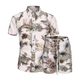 Męskie dresy 2 -częściowe letni zestaw mężczyzn Men Mode Print Shirt and Shorts Beach Wear Board Hawaiian Casual Mens Clothing