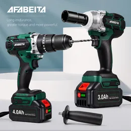 Boormachine 21V 13MM Cordless Impact Screw Hammer Drills Brushless Motor Screwdriver With 3A/4A Battery