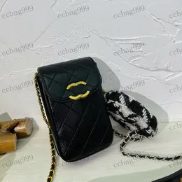 Designer clássico bolsa de ombro feminina clamshell diamante ferragem metal c botão sacos de telefone móvel titular de cartão de duas peças bolsa de moeda de lã caso cosmético 18x10cm