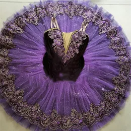 Dancewear Professional Ballet Tutu Kids Girls Women Dark Purple Sleeping Beauty Pancake Tutu Performance Dress Swan Lake Dance Costumes 230612