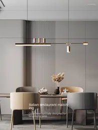 Chandeliers Modern Minimalist Line Pendant Lights Kitchen Hanging Lamp Deluxe Dining Living Room Long Luminaire Suspendu Indoor Lighting