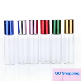 500 pçs/lote 10ml Frascos de óleo essencial de vidro transparente com bolas de rolo de vidro Aromaterapia Perfumes Bálsamos labiais Roll On Bottles All-match