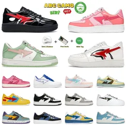 top Bapest Designers Scarpe casual Nero Bianco Piattaforma blu Bapest Shark Nero Bianco Sta Pelle verniciata Verde Marrone Avorio Uomo Donna Scarpe da ginnastica Sneakers da jogging