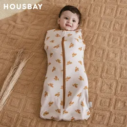 Sacos de dormir Saco de bebê nascido Swaddle sem manga Saco de dormir verão fino 100% algodão macio 2 vias com zíper troca de fraldas 230613