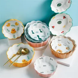 Miski nordycka ceramiczna kreskówka deserowa miska domowa koronkowa sałatka owocowa kreatywna zastawa stołowa porcelanowa kuchenka mikrofalowa pieczenie