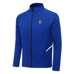 Real Sociedad Men's Leisure Sport Coat Autumn Warm Coat Outdoor Jogging Sports Shirt Liedure Sports Jacket